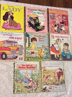 Lot of 8 Little Golden Books All Vintage Years 1942-80's junk journal ephemera